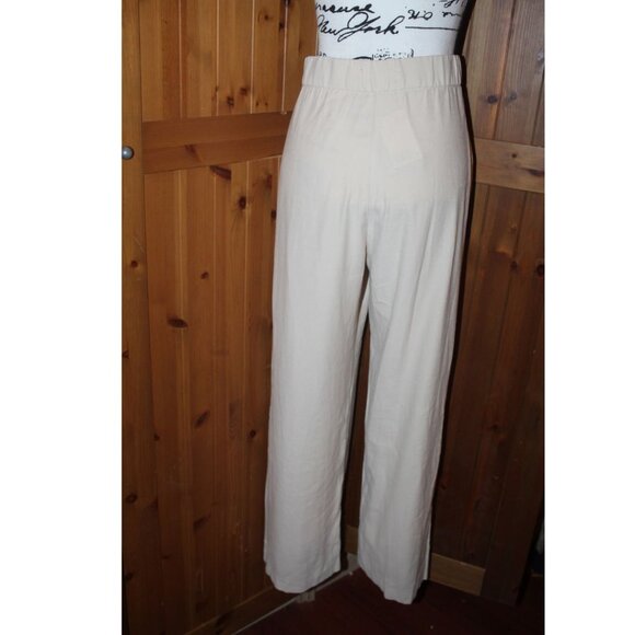 H&M Beige Trousers with Slits at Hem Recycled Polyester US Size 10 NWT - Picture 2 of 8